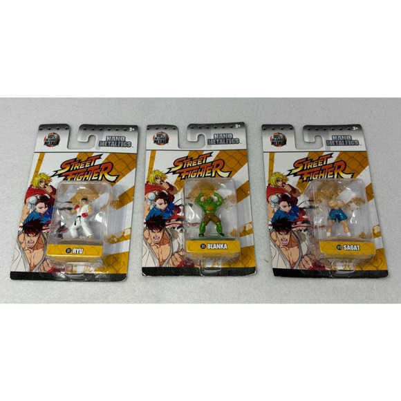 Nano Metalfigs Street Fighter Lot Of 3 Blanka / Ryu / Sagat - NEW in Package - Picture 1 of 7